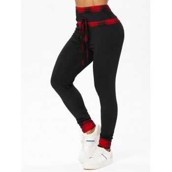 Plaid Pattern Leggings High Waisted Drawstring Bowknot Long Leggings Roll Up Cuff Skinny Leggings, Black
Plaid Pattern Leggings High Waisted Drawstring Bowknot Long Leggings Roll Up Cuff Skinny Leggings, Black