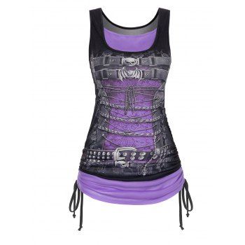 Gothic Tank Top Contrast Colorblock Skull Bat Printed Cinched Lace Up Summer Casual Tank Top, Light purple
Gothic Tank Top Contrast Colorblock Skull Bat Printed Cinched Lace Up Summer Casual Tank Top, Light purple