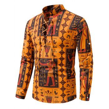 Ethnic Shirt African Print Shirt Lace Up Stand Collar Long Sleeve Casual Shirt, Orange
Ethnic Shirt African Print Shirt Lace Up Stand Collar Long Sleeve Casual Shirt, Orange