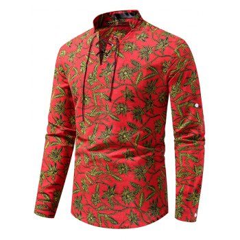 Vintage Shirt Allover Printed Lace Up Shirt Long Sleeve Stand Collar Casual Shirt, Red
Vintage Shirt Allover Printed Lace Up Shirt Long Sleeve Stand Collar Casual Shirt, Red