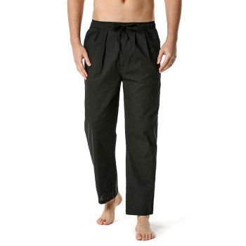 Casual Pants Solid Color Pants Drawstrings Straight Leg Pockets Trendy Long Pants, Black
Casual Pants Solid Color Pants Drawstrings Straight Leg Pockets Trendy Long Pants, Black
