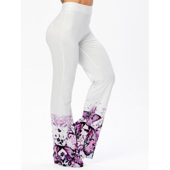 Wide Leg Casual Pants Butterfly Print Elastic Waist High Waist Straight Long Pants, White
Wide Leg Casual Pants Butterfly Print Elastic Waist High Waist Straight Long Pants, White