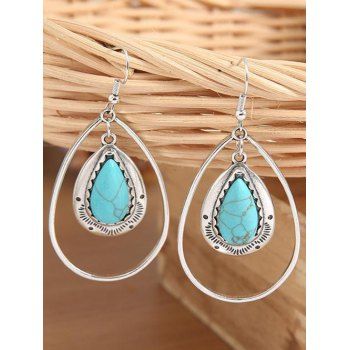 Bohemian Drop Earrings Faux Turquoise Droplet-shaped Vintage Vacation Earrings, Silver
Bohemian Drop Earrings Faux Turquoise Droplet-shaped Vintage Vacation Earrings, Silver