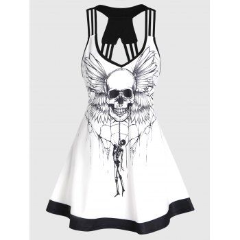 Gothic Tank Top Spider Web Skull Skeleton Print Cut Out Summer Casual Top, White
Gothic Tank Top Spider Web Skull Skeleton Print Cut Out Summer Casual Top, White