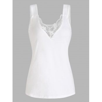 Summer Tank Top Flower Patterned Lace Insert Tank Top Pure Color Casual Tank Top, White
Summer Tank Top Flower Patterned Lace Insert Tank Top Pure Color Casual Tank Top, White