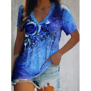 Casual T Shirt Leaf Butterfly Floral Print T Shirt V Neck Short Sleeve Summer Tee, Multicolor b
Casual T Shirt Leaf Butterfly Floral Print T Shirt V Neck Short Sleeve Summer Tee, Multicolor b