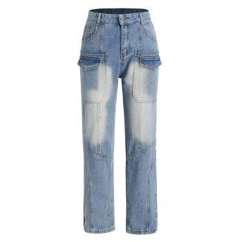 Casual Jeans Straight Jeans Slit Button Front Pockets Zipper Fly Light Wash Jeans, Light blue
Casual Jeans Straight Jeans Slit Button Front Pockets Zipper Fly Light Wash Jeans, Light blue