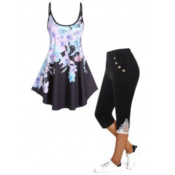 Ombre Color Sun and Moon Print Tent Tank Top And High Rise Lace Applique Capri Leggings Summer Outfits, Multicolor
Ombre Color Sun and Moon Print Tent Tank Top And High Rise Lace Applique Capri Leggings Summer Outfits, Multicolor