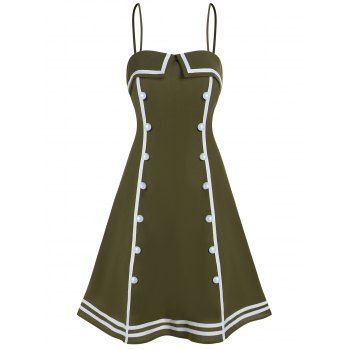 Sailor Style Dress Contrast Stripe Mock Button Sundress Spaghetti Straps Summer Dress, Deep green
Sailor Style Dress Contrast Stripe Mock Button Sundress Spaghetti Straps Summer Dress, Deep green
