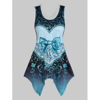Heart Bowknot Leaf Allover Print Asymmetric Tank Top Flower-patterned Lace Insert Long Tank Top, Light green
Heart Bowknot Leaf Allover Print Asymmetric Tank Top Flower-patterned Lace Insert Long Tank Top, Light green