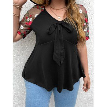 Plus Size T Shirt Embroidery Leaf Flower Lace Bowknot Empire Waist Summer Casual Tee, Black
Plus Size T Shirt Embroidery Leaf Flower Lace Bowknot Empire Waist Summer Casual Tee, Black