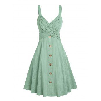 Crisscross A Line Mini Casual Dress Plain Color Mock Buttons High Waist Summer Dress, Light green
Crisscross A Line Mini Casual Dress Plain Color Mock Buttons High Waist Summer Dress, Light green