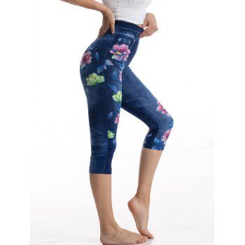 Knit Capri Jeggings Flower Print Elastic High Waist Skinny Casual Leggings, Deep blue
Knit Capri Jeggings Flower Print Elastic High Waist Skinny Casual Leggings, Deep blue