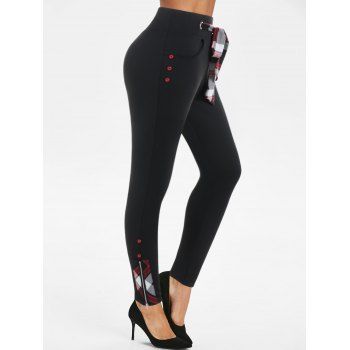 Casual Pants Plaid Print Insert Mock Button Belted Bowknot Zipper High Waisted Long Pants, Black
Casual Pants Plaid Print Insert Mock Button Belted Bowknot Zipper High Waisted Long Pants, Black
