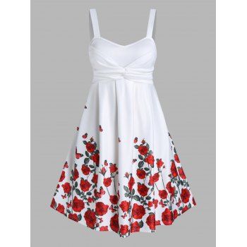 Plus Size Dress Floral Dress Leaf Rose Print Twisted Sleeveless High Waisted A Line Midi Summer Casual Dress, White
Plus Size Dress Floral Dress Leaf Rose Print Twisted Sleeveless High Waisted A Line Midi Summer Casual Dress, White