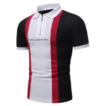 Letter Print Patchwork T Shirt Half Zipper Turn Down Collar Short Sleeve Casual Tee, White
Letter Print Patchwork T Shirt Half Zipper Turn Down Collar Short Sleeve Casual Tee, White