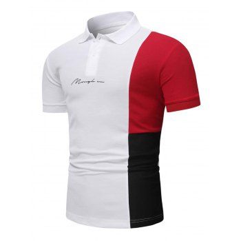 Colorblock T Shirt Patchwork Letter Print Button Turn Down Collar Short Sleeve Casual Tee, White
Colorblock T Shirt Patchwork Letter Print Button Turn Down Collar Short Sleeve Casual Tee, White