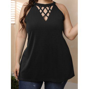 Plus Size Tank Top Lattice Cut Out Tank Top Plain Color Casual Curve Tank Top, Black
Plus Size Tank Top Lattice Cut Out Tank Top Plain Color Casual Curve Tank Top, Black