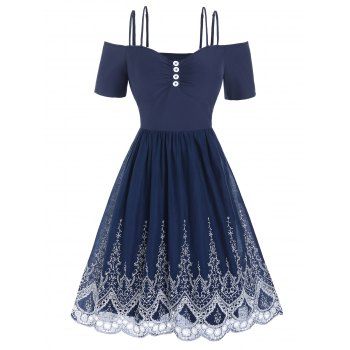 Casual Dress Printed Dress Cold Shoulder Dual Strap High Waisted A Line Mini Summer Dress, Deep blue
Casual Dress Printed Dress Cold Shoulder Dual Strap High Waisted A Line Mini Summer Dress, Deep blue