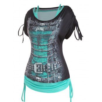 Two Piece Top Solid Color Cinched Tank Top And 3D Print Scoop Neck T Shirt Casual Top, Green
Two Piece Top Solid Color Cinched Tank Top And 3D Print Scoop Neck T Shirt Casual Top, Green