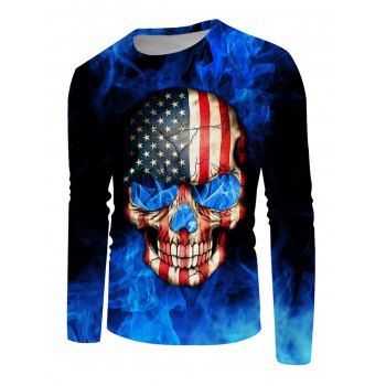 Halloween T Shirt Flame American Flag Skull Print T-shirt Long Sleeve Casual Tee, Multicolor
Halloween T Shirt Flame American Flag Skull Print T-shirt Long Sleeve Casual Tee, Multicolor