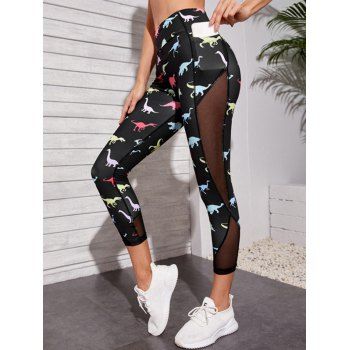 Casual Leggings Cartoon Dinosaur Print Mesh Panel Elastic High Waist Skinny Leggings, Black
Casual Leggings Cartoon Dinosaur Print Mesh Panel Elastic High Waist Skinny Leggings, Black