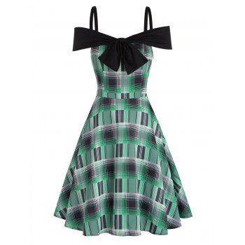 Casual Dress Plaid Print Dress Bowknot Sleeveless High Waisted A Line Mini Dress, Green
Casual Dress Plaid Print Dress Bowknot Sleeveless High Waisted A Line Mini Dress, Green