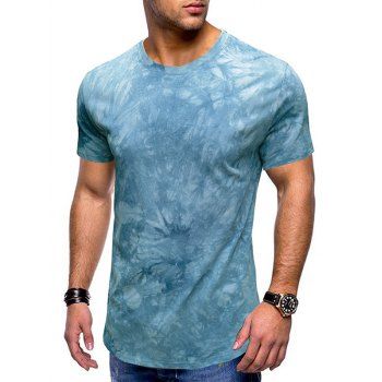 Tie Dye T Shirt Curved Hem T Shirt Round Neck Short Sleeve Casual Tee, Light blue
Tie Dye T Shirt Curved Hem T Shirt Round Neck Short Sleeve Casual Tee, Light blue