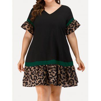 Plus Size & Curve Dress A Line Dress Leopard Print Panel Flare Sleeve Mini Dress, Black
Plus Size & Curve Dress A Line Dress Leopard Print Panel Flare Sleeve Mini Dress, Black
