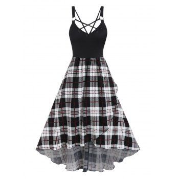 Plaid Print Dress A Line Dress Crisscross Cut Out Overlay High Waisted Midi Dress, Black
Plaid Print Dress A Line Dress Crisscross Cut Out Overlay High Waisted Midi Dress, Black