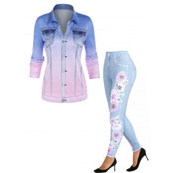 Ombre Denim 3D Print Long Sleeve Top And Flower Skinny Jeggings Outfit, Multicolor
Ombre Denim 3D Print Long Sleeve Top And Flower Skinny Jeggings Outfit, Multicolor