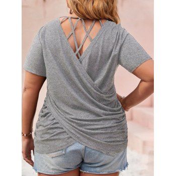 Plus Size T Shirt Heather T Shirt Crisscross Cut Out Surplice Summer Casual Tee, Dark gray
Plus Size T Shirt Heather T Shirt Crisscross Cut Out Surplice Summer Casual Tee, Dark gray