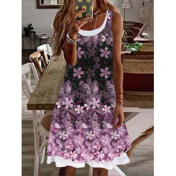Faux Twinset Tank Dress Floral Dress Sleeveless A Line Mini Summer Casual Dress, Purple
Faux Twinset Tank Dress Floral Dress Sleeveless A Line Mini Summer Casual Dress, Purple