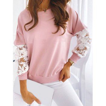 Flower Lace Sweatshirt Colorblock Sweatshirt Long Sleeve Round Neck Casual Sweatshirt, Light pink
Flower Lace Sweatshirt Colorblock Sweatshirt Long Sleeve Round Neck Casual Sweatshirt, Light pink