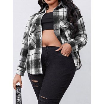 Plus Size Shirt Plaid Print Long Sleeve Shirt Pocket Patches Snap Button Curved Hem Shirt, Black
Plus Size Shirt Plaid Print Long Sleeve Shirt Pocket Patches Snap Button Curved Hem Shirt, Black