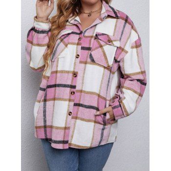 Plus Size Shirt Plaid Print Fluffy Shirt Long Sleeve Pocket Patches Curved Hem Shirt, Light pink
Plus Size Shirt Plaid Print Fluffy Shirt Long Sleeve Pocket Patches Curved Hem Shirt, Light pink