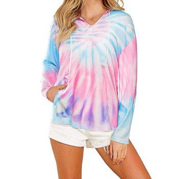 Pastel Tie Dye Print Hoodie Side Slit Notched Kangaroo Pocket Drawstring Hoodie, Light blue
Pastel Tie Dye Print Hoodie Side Slit Notched Kangaroo Pocket Drawstring Hoodie, Light blue