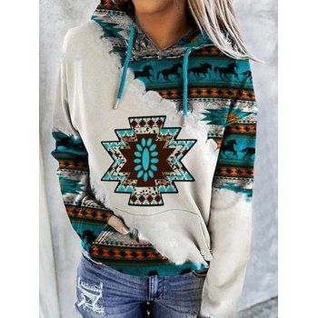 Tribal Pattern Print Ethnic Hoodie Flocking Kangaroo Pocket Drawstring Hoodie, Green
Tribal Pattern Print Ethnic Hoodie Flocking Kangaroo Pocket Drawstring Hoodie, Green