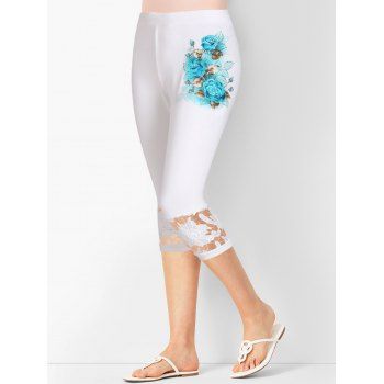 Skinny Capri Leggings Leaf Floral Hollow Out Lace Elastic High Waist Casual Leggings, White
Skinny Capri Leggings Leaf Floral Hollow Out Lace Elastic High Waist Casual Leggings, White