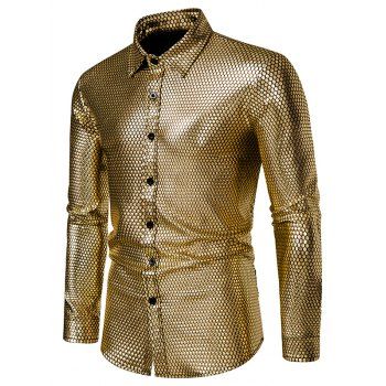 Glitter Shirt Geometric Print Metallic Shirt Long Sleeve Button Up Shirt, Golden
Glitter Shirt Geometric Print Metallic Shirt Long Sleeve Button Up Shirt, Golden