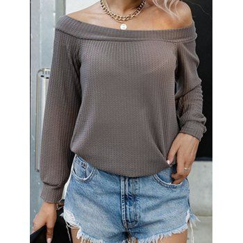 Off the Shoulder Knitwear Textured Knitwear Long Sleeve Solid Color Casual Knit Top, Coffee
Off the Shoulder Knitwear Textured Knitwear Long Sleeve Solid Color Casual Knit Top, Coffee