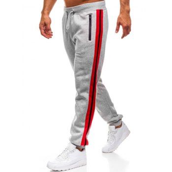 Patchwork Jogger Pants Drawstring Waist Zipper Pockets Beam Feet Sports Pants, Light gray
Patchwork Jogger Pants Drawstring Waist Zipper Pockets Beam Feet Sports Pants, Light gray