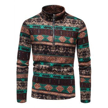 Ethnic Style Sweater Printed Sweater Zipper Pullover Long Sleeve Sweater, Coffee
Ethnic Style Sweater Printed Sweater Zipper Pullover Long Sleeve Sweater, Coffee