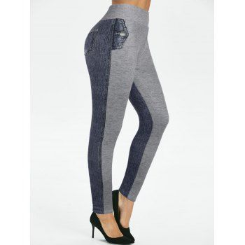 Faux Demin Spliced 3D Print Leggings Skinny Long Wide High Waist Leggings, Dark gray
Faux Demin Spliced 3D Print Leggings Skinny Long Wide High Waist Leggings, Dark gray
