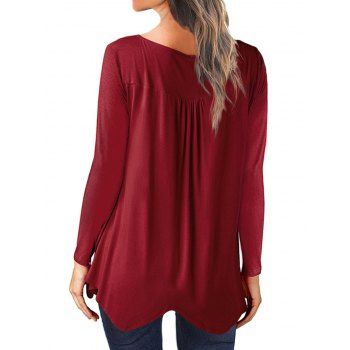 

Half Button Asymmetric Solid Tee, Red wine