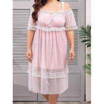 Plus Size Loungewear Cold Shoulder Colorblock Lace Insert Mesh Overlay Midi Dress, Light pink
Plus Size Loungewear Cold Shoulder Colorblock Lace Insert Mesh Overlay Midi Dress, Light pink