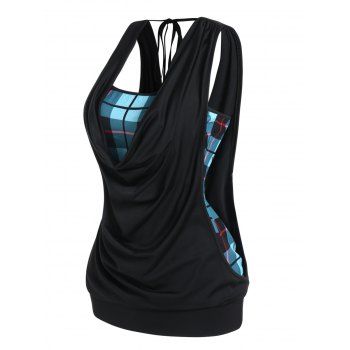 Casual Top Vintage Plaid Print Cami Top and Solid Color Draped Tied Back Tank Top Summer Two Piece Top Set, Light green
Casual Top Vintage Plaid Print Cami Top and Solid Color Draped Tied Back Tank Top Summer Two Piece Top Set, Light green