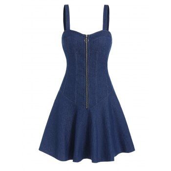 Denim Dress A Line Dress Solid Color Half Zipper Corset Sleeveless Casual Mini Dress, Deep blue
Denim Dress A Line Dress Solid Color Half Zipper Corset Sleeveless Casual Mini Dress, Deep blue