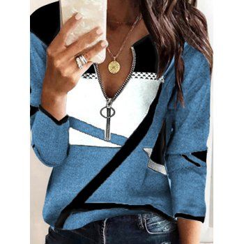 Colorblock Heathered Print T Shirt O Ring Half Zipper Long Sleeve Tee, Multicolor a
Colorblock Heathered Print T Shirt O Ring Half Zipper Long Sleeve Tee, Multicolor a