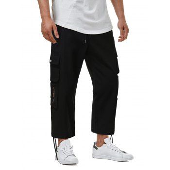 Solid Color Cargo Pants Pockets Zipper Embellishment Cinched Drawstring Waist Pants, Black
Solid Color Cargo Pants Pockets Zipper Embellishment Cinched Drawstring Waist Pants, Black